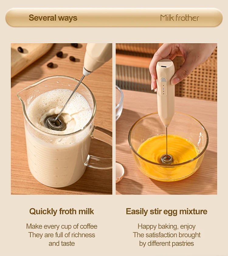 MINI Coffee Frother USB Rechargeable 3 Speeds Foam Maker Coffee Milk Mixer Electric Handle Blender Egg Beater Hot Cooking Tools