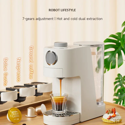Multi Capsule Coffee Maker Machine Compatible Ground Coffee, Hot Cold Dual Extraction, 20Bar High Pressure, 1.4L Water Tank