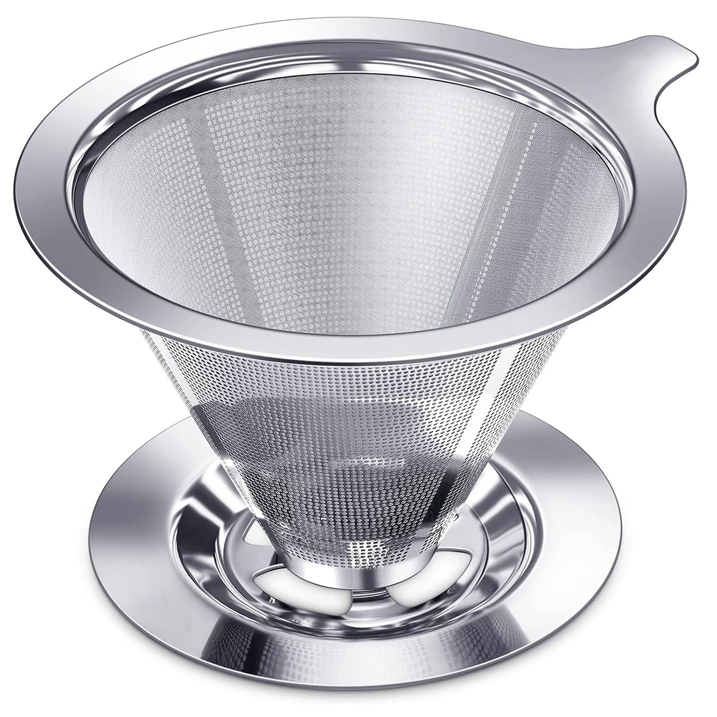 Pour Over Coffee Dripper,Slow Drip Paperless Coffee Filter,Stainless Steel Pour Over Coffee Maker,Double Mesh Design,Reusable