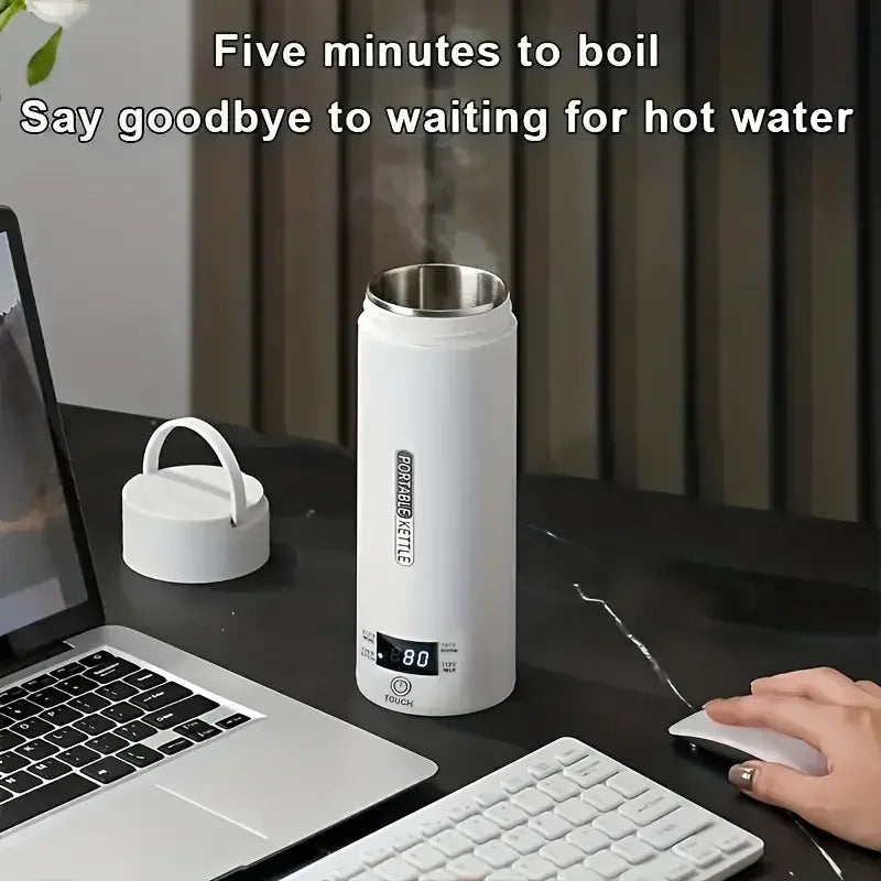 Electric Kettle Small Portable Stainless Steel Bottles for Boiling Water Travel Tea Coffee  Automatic 500ml Kettle for Camping