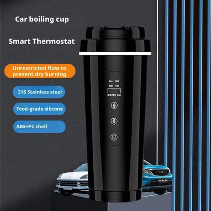 12V/24V Vehicle-Mounted Electric Kettle 500ML Large Capacity with 316 Stainless Steel Liner Fast Heating Anti-Dry-Burn Function