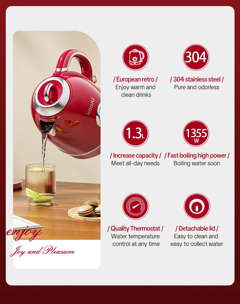 European-style retro electric kettle, 1.3L large capacity, constant temperature and heat preservation, a great home item