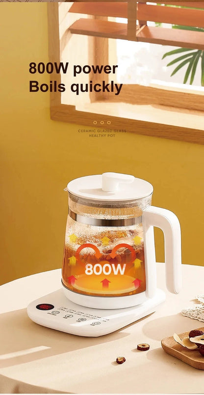 1.8L Electric Kettle Office Glass Flower Teapot Temperature Control Health Kettle 24h Appointment Stew Boil Kettle Multifunction