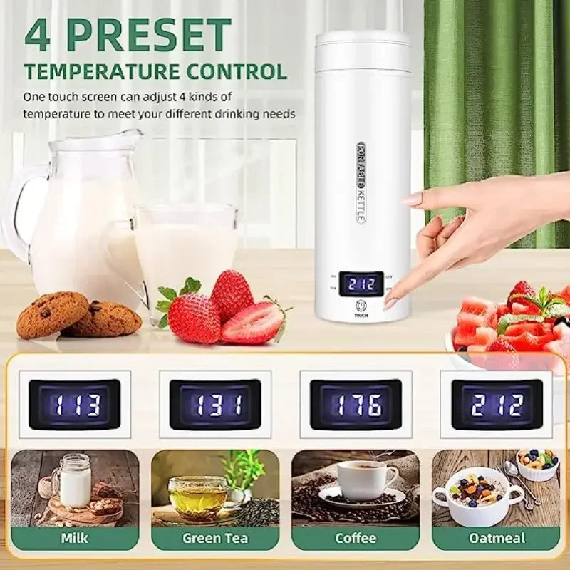 Electric Kettle Small Portable Stainless Steel Bottles for Boiling Water Travel Tea Coffee  Automatic 500ml Kettle for Camping
