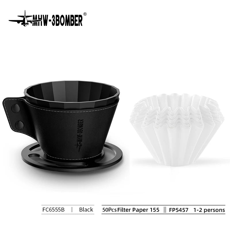 MHW-3BOMBER Pour Over Coffee Maker Set 500ml Glass Pour Over Coffee Dripper Filter Coffee Maker  Filter Paper Coffee Accessories