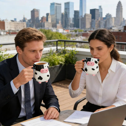 Cow Pattern Coffee Mug 585ml Cute Ceramic Milk Cup with Handle for Tea Hot Chocolate Birthday Gift Funny Novelty Drinkware