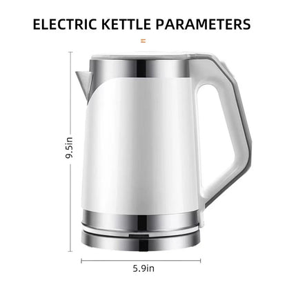 Household 2L Large Capacity Electric Kettle 304 Stainless Steel Double Layer Protection Quick Boiling Water Kettle
