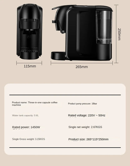 All-In-One Home & Commercial Espresso & Americano Capsule Coffee Machine Small Automatic With Battery Electric Power Source
