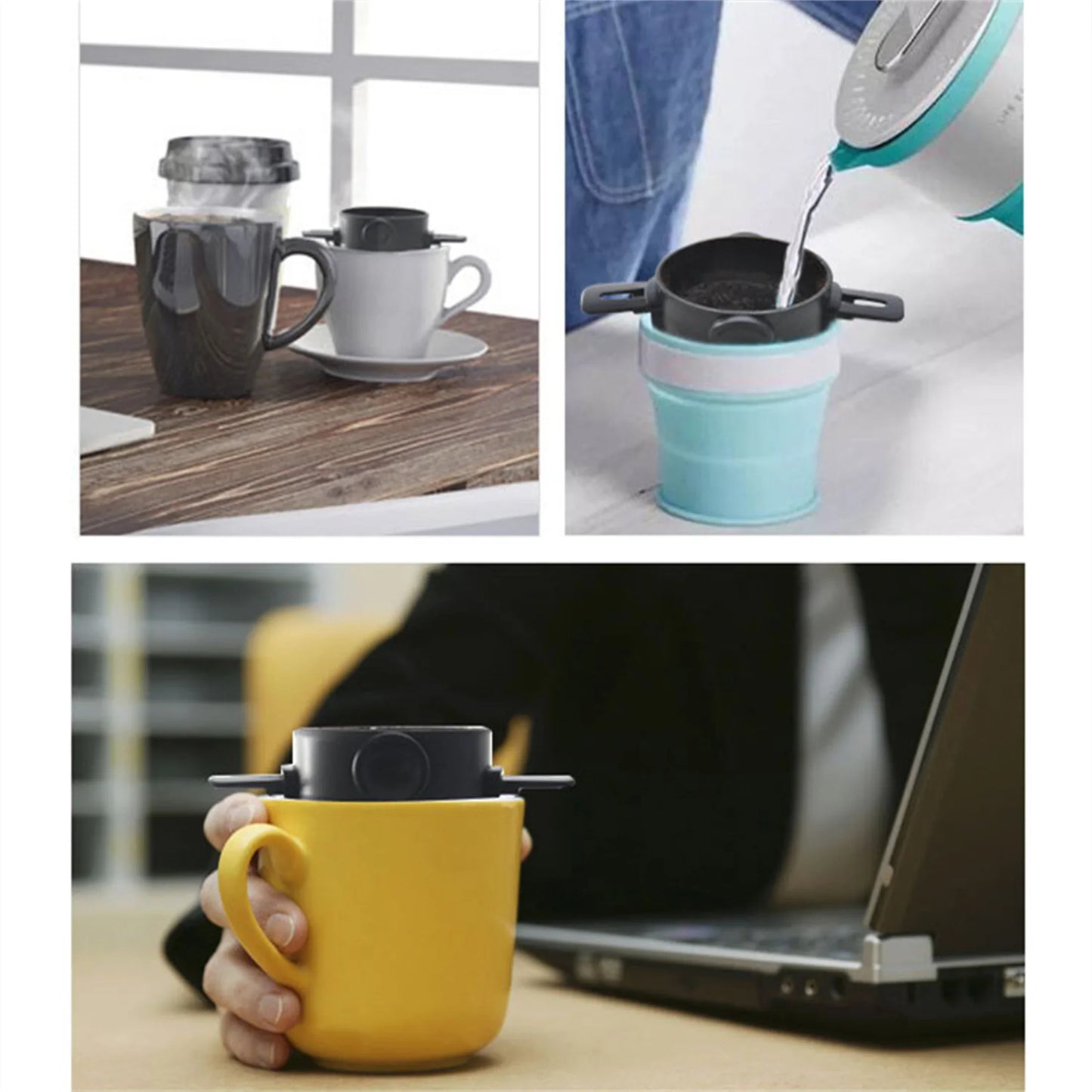 Coffee Maker Portable Pour Over Coffee Maker Set With Stainless Steel Coffee Mug Collapsible Pour Over Coffee Filter For Travel