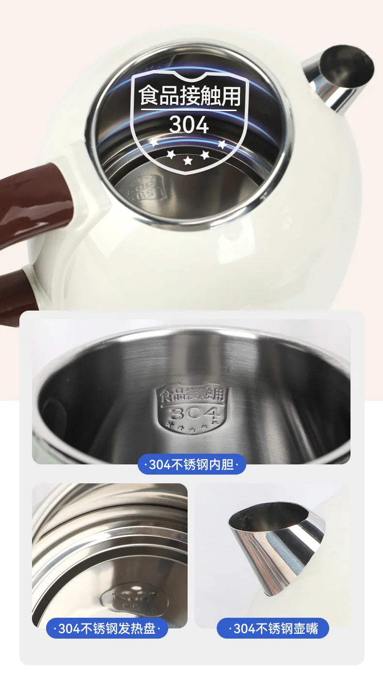 Electric kettle 1PC 1.8L 304 stainless steel liner low noise household hotel office automatic power-off kettle anti-scalding