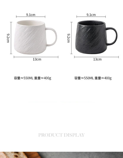 550ml Minimalist Style Ceramic Frosted Mug Male Coffee Milk Cup Large Capacity Drinking Cup Household Couple Water Tea CupMug