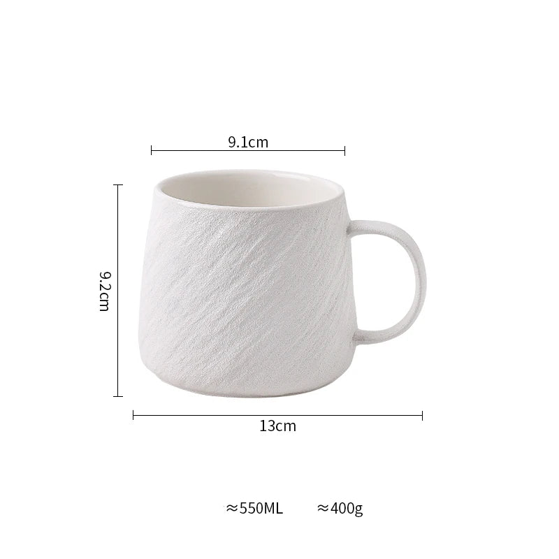 550ml Minimalist Style Ceramic Frosted Mug Male Coffee Milk Cup Large Capacity Drinking Cup Household Couple Water Tea CupMug