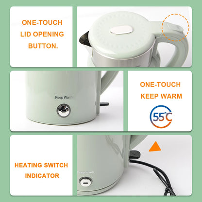2.0L Electric Kettle - 360° Rotating Base, Retro Design Food Grade 304 Stainless Steel Electric Kettle for Kitchen