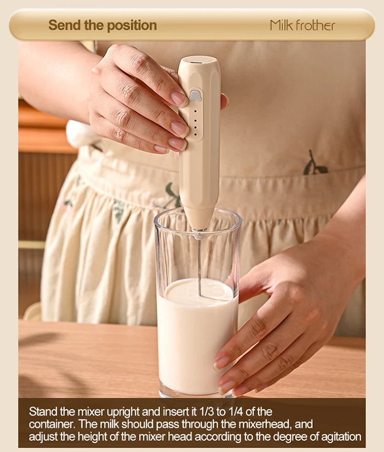 MINI Coffee Frother USB Rechargeable 3 Speeds Foam Maker Coffee Milk Mixer Electric Handle Blender Egg Beater Hot Cooking Tools