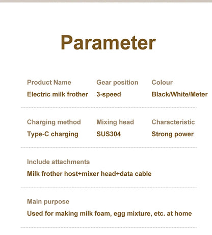 MINI Coffee Frother USB Rechargeable 3 Speeds Foam Maker Coffee Milk Mixer Electric Handle Blender Egg Beater Hot Cooking Tools