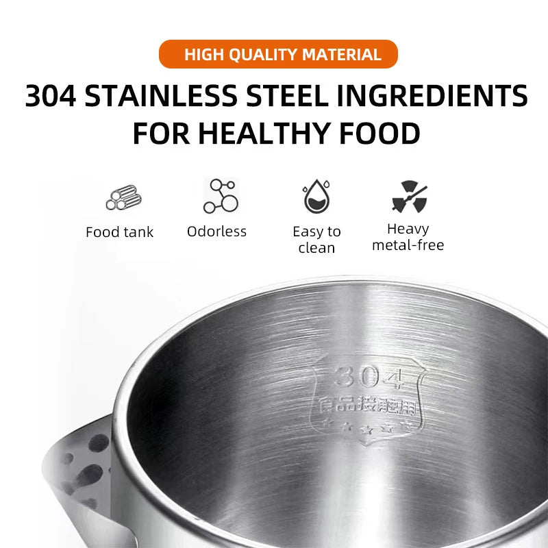 Household 2L Large Capacity Electric Kettle 304 Stainless Steel Double Layer Protection Quick Boiling Water Kettle