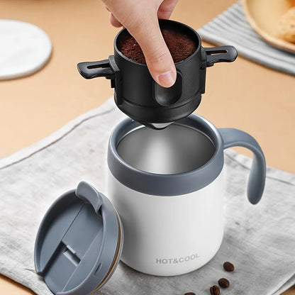 1/3pcs Folding Coffee Maker Filters Pour Over Dripper Set Stainless Steel Hand-Flush Funnel Cup with Ear Hook For Perfect Coffee