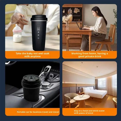 12V/24V Vehicle-Mounted Electric Kettle 500ML Large Capacity with 316 Stainless Steel Liner Fast Heating Anti-Dry-Burn Function