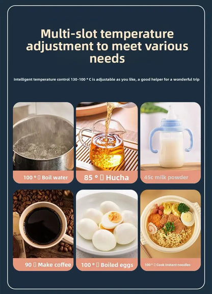 12V/24V Vehicle-Mounted Electric Kettle 500ML Large Capacity with 316 Stainless Steel Liner Fast Heating Anti-Dry-Burn Function