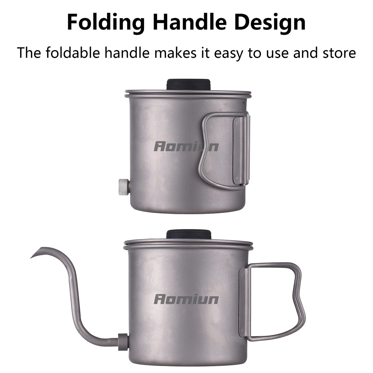 Pour Over Coffee Kettle Outdoor Ti Pour Over Coffee Kettle 400ml Gooseneck Tea Kettle with Thermometer and Folding Handle