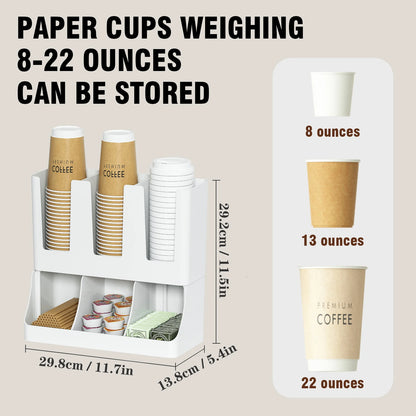 Coffee Station Organizer, Wall-mounted Coffee Bar Organizer for Countertop, Condiment and Cup Storage Organizer, Bar Accessories