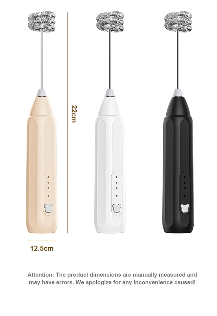 MINI Coffee Frother USB Rechargeable 3 Speeds Foam Maker Coffee Milk Mixer Electric Handle Blender Egg Beater Hot Cooking Tools