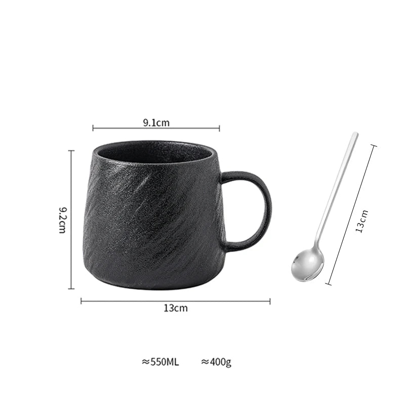 550ml Minimalist Style Ceramic Frosted Mug Male Coffee Milk Cup Large Capacity Drinking Cup Household Couple Water Tea CupMug