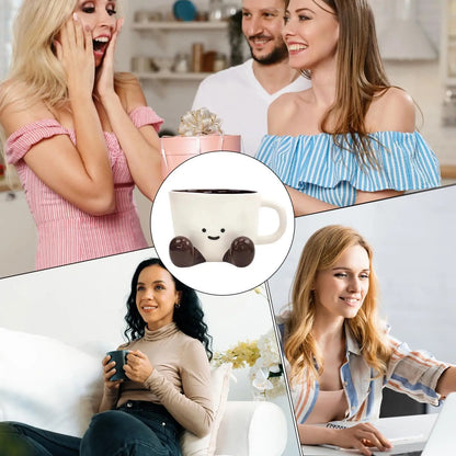 Cute Ceramic Mug Adorable Home Kitchen Drinkware Novelty Teacup with Handle for Latte Water Milk Hot Cocoa Cold Hot Drinks