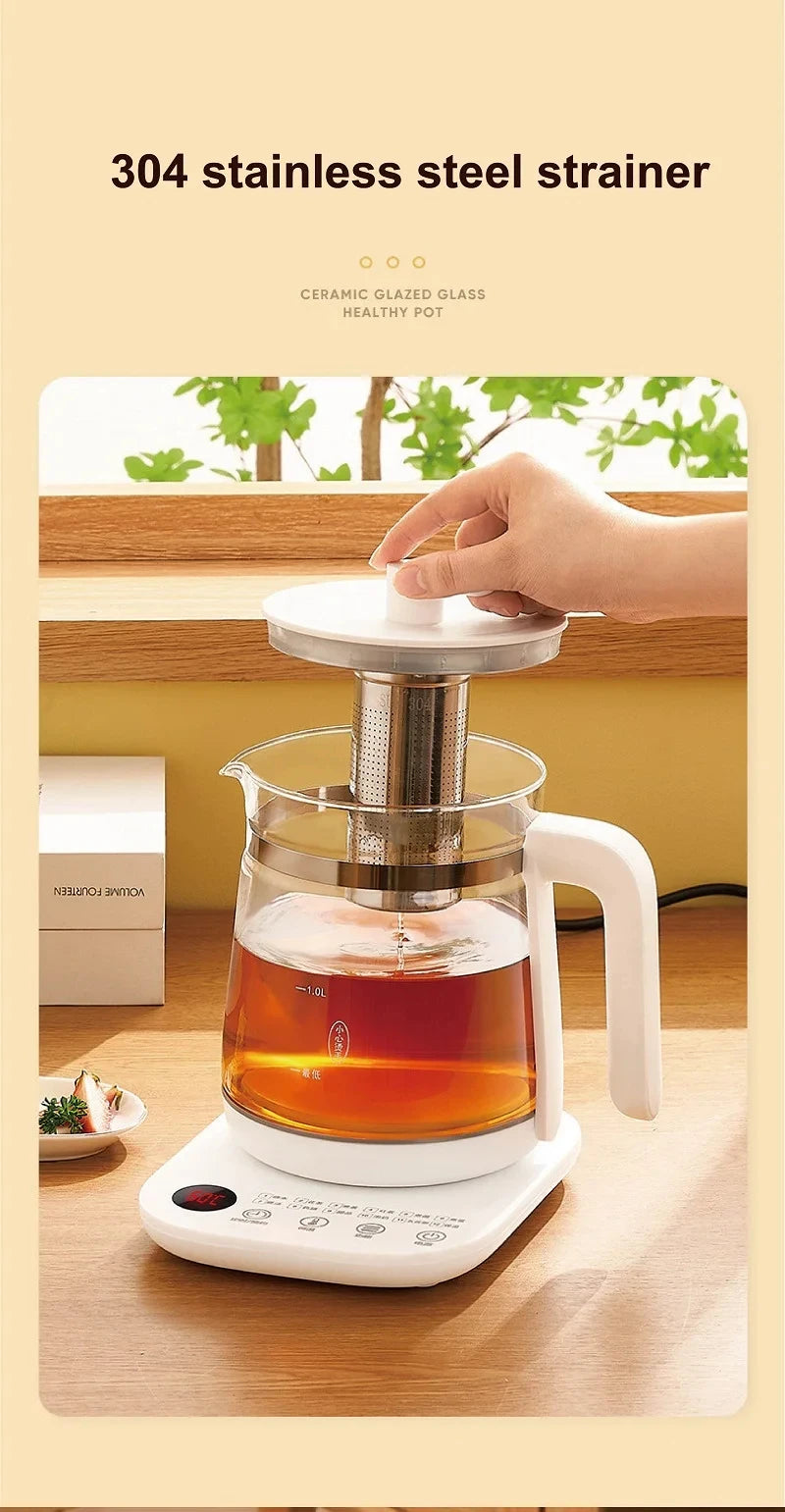 1.8L Electric Kettle Office Glass Flower Teapot Temperature Control Health Kettle 24h Appointment Stew Boil Kettle Multifunction