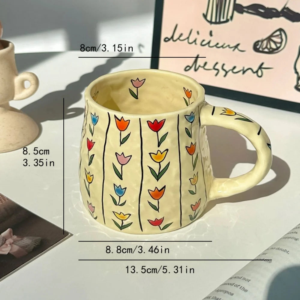 380ml Ceramic Mug Coffee Cups Milk Tea Cup Handmade Ceramic Hot Chocolate Cup Oatmeal Breakfast Mug Drinkware Kitchen