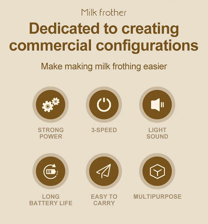 MINI Coffee Frother USB Rechargeable 3 Speeds Foam Maker Coffee Milk Mixer Electric Handle Blender Egg Beater Hot Cooking Tools