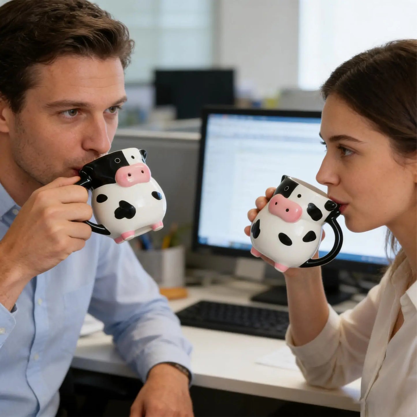 Cow Pattern Coffee Mug 585ml Cute Ceramic Milk Cup with Handle for Tea Hot Chocolate Birthday Gift Funny Novelty Drinkware