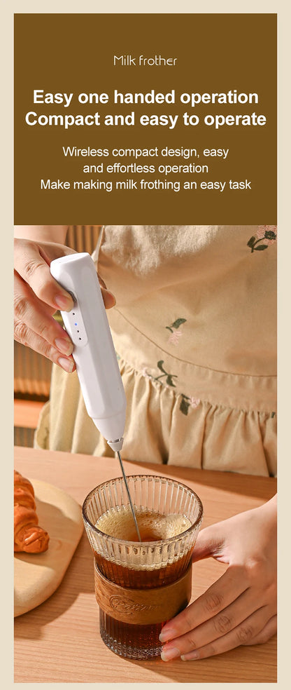 MINI Coffee Frother USB Rechargeable 3 Speeds Foam Maker Coffee Milk Mixer Electric Handle Blender Egg Beater Hot Cooking Tools