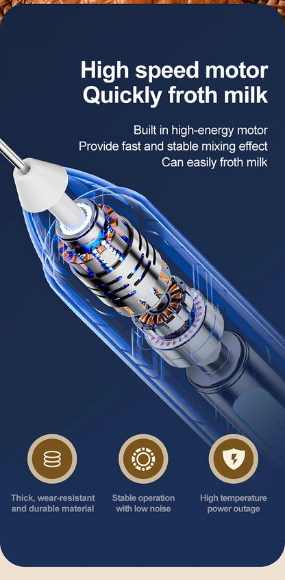 MINI Coffee Frother USB Rechargeable 3 Speeds Foam Maker Coffee Milk Mixer Electric Handle Blender Egg Beater Hot Cooking Tools