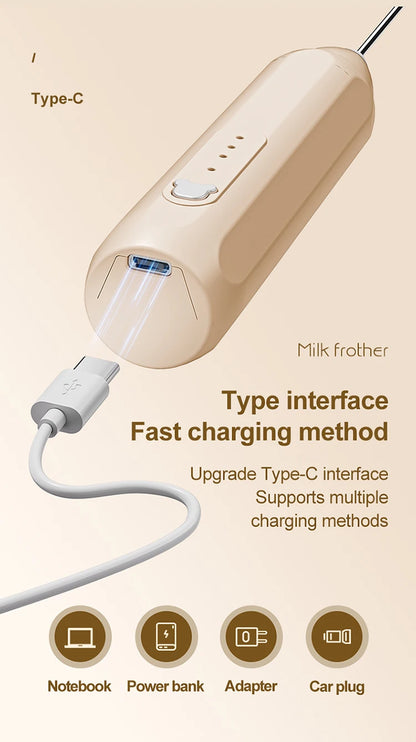 MINI Coffee Frother USB Rechargeable 3 Speeds Foam Maker Coffee Milk Mixer Electric Handle Blender Egg Beater Hot Cooking Tools