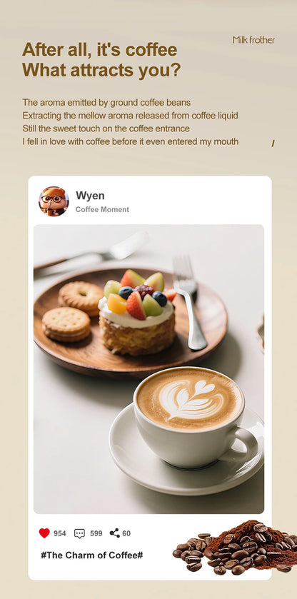 MINI Coffee Frother USB Rechargeable 3 Speeds Foam Maker Coffee Milk Mixer Electric Handle Blender Egg Beater Hot Cooking Tools