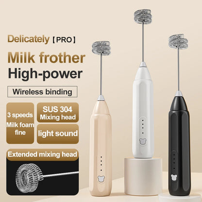 MINI Coffee Frother USB Rechargeable 3 Speeds Foam Maker Coffee Milk Mixer Electric Handle Blender Egg Beater Hot Cooking Tools