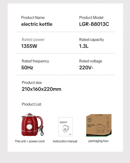 European-style retro electric kettle, 1.3L large capacity, constant temperature and heat preservation, a great home item