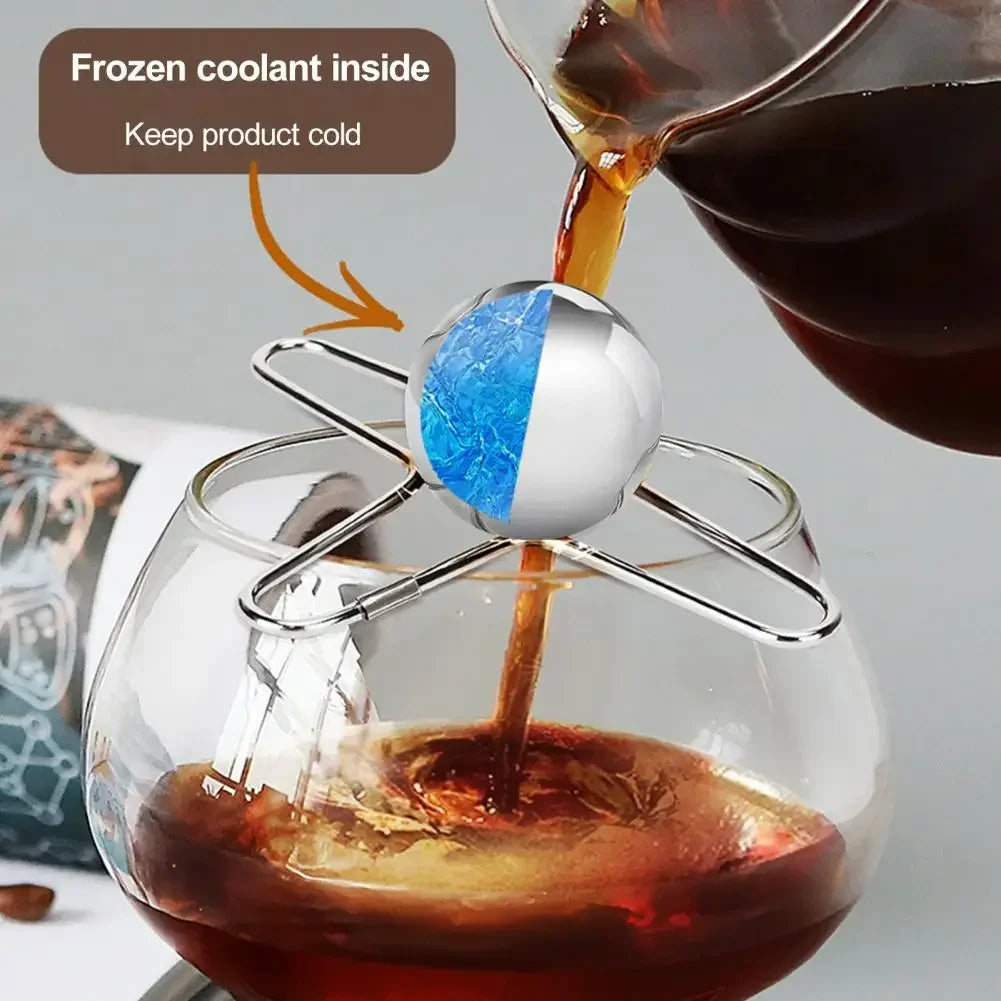 Coffee Cooling Tool With Stainless Steel Ice Sphere Unlock Coffee True Flavors Ice Ball Tools Reusable Coffee Accessories