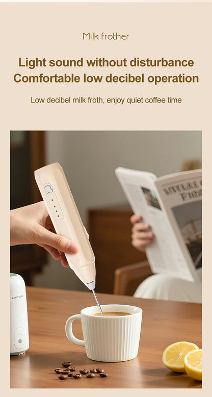 MINI Coffee Frother USB Rechargeable 3 Speeds Foam Maker Coffee Milk Mixer Electric Handle Blender Egg Beater Hot Cooking Tools