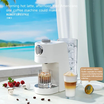 Multi Capsule Coffee Maker Machine Compatible Ground Coffee, Hot Cold Dual Extraction, 20Bar High Pressure, 1.4L Water Tank