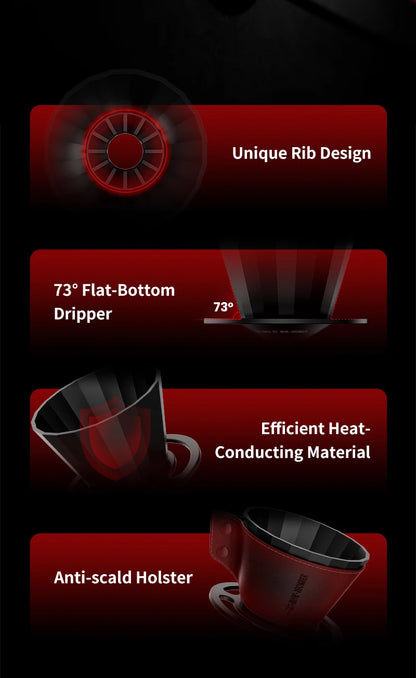 MHW-3BOMBER Pour Over Coffee Maker Set 500ml Glass Pour Over Coffee Dripper Filter Coffee Maker  Filter Paper Coffee Accessories