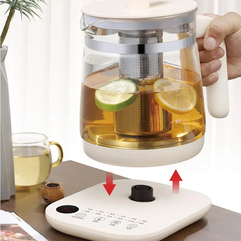 1.8L Electric Kettle Office Glass Flower Teapot Temperature Control Health Kettle 24h Appointment Stew Boil Kettle Multifunction