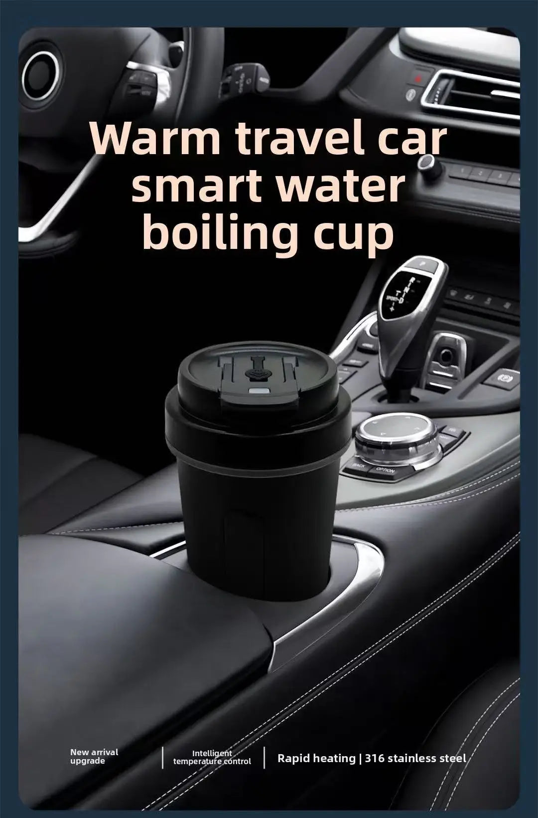 12V/24V Vehicle-Mounted Electric Kettle 500ML Large Capacity with 316 Stainless Steel Liner Fast Heating Anti-Dry-Burn Function