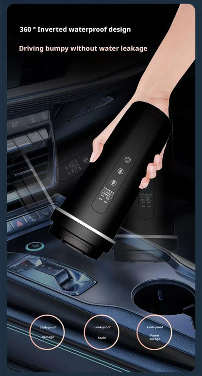12V/24V Vehicle-Mounted Electric Kettle 500ML Large Capacity with 316 Stainless Steel Liner Fast Heating Anti-Dry-Burn Function