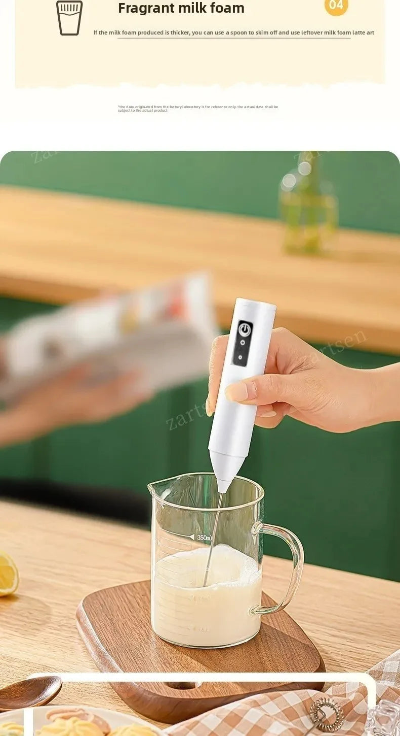 Wireless Milk Frother Electric Type-C Handheld Blender Stainless Steel Mini Coffee Maker Whisk Mixer For Coffee Cappuccino Cream
