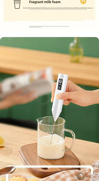 Wireless Milk Frother Electric Type-C Handheld Blender Stainless Steel Mini Coffee Maker Whisk Mixer For Coffee Cappuccino Cream