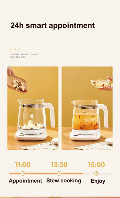 1.8L Electric Kettle Office Glass Flower Teapot Temperature Control Health Kettle 24h Appointment Stew Boil Kettle Multifunction