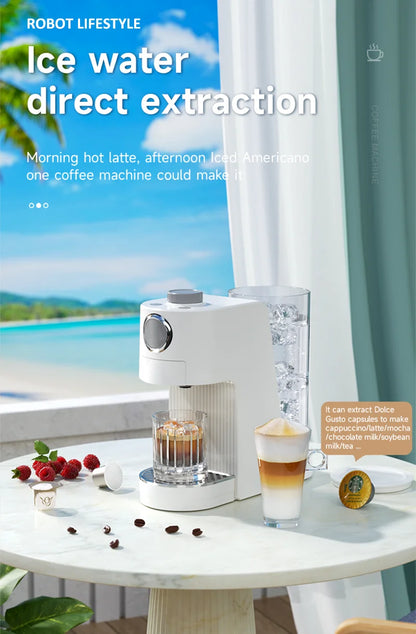 Multi Capsule Coffee Maker Machine Compatible Ground Coffee, Hot Cold Dual Extraction, 20Bar High Pressure, 1.4L Water Tank