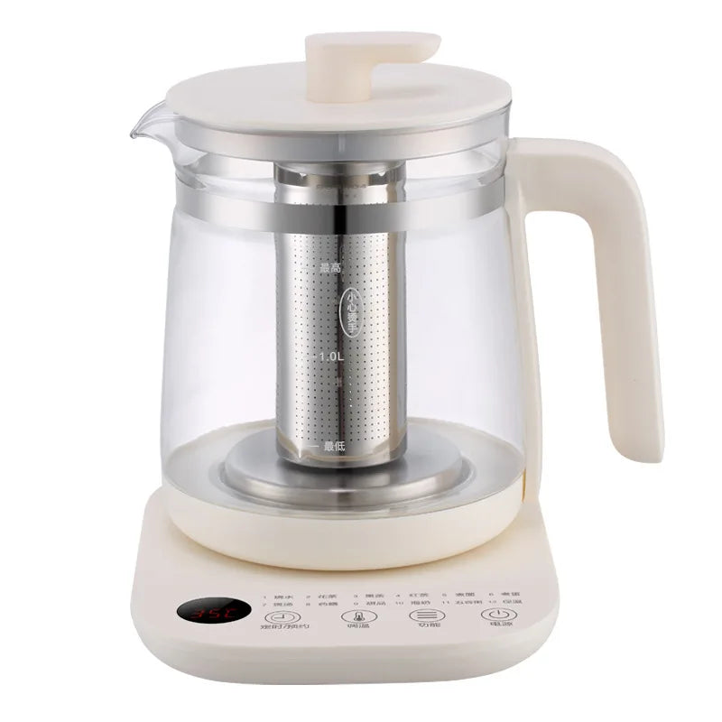 1.8L Electric Kettle Office Glass Flower Teapot Temperature Control Health Kettle 24h Appointment Stew Boil Kettle Multifunction